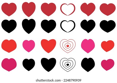 Heart Icon on white background. Set of love symbol for web site logo, mobile app UI design. Vector illustration flat style
