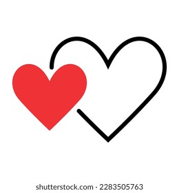 heart in heart icon on a white background. Two heart. Vector. 