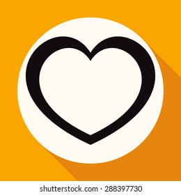 heart icon on white circle with a long shadow