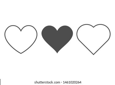 Heart Icon. Outline Love Vector Signs Isolated On A Background. Gray Black Graphic Shape Line Art For Romantic Wedding  Or Valentine Gift. 