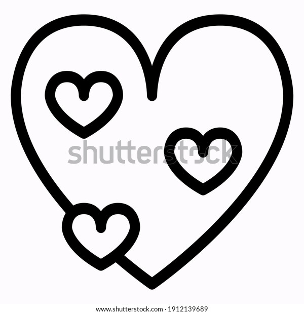 Heart icon. Outline love vector signs isolated on a\
background. Black graphic shape line art for romantic wedding or\
valentine gift.