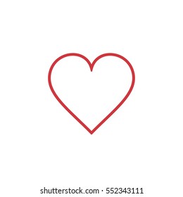 Heart Icon outline red, vector. Love symbol. Valentine's Day sign, isolated on white background, Flat style for graphic and web design, logo.