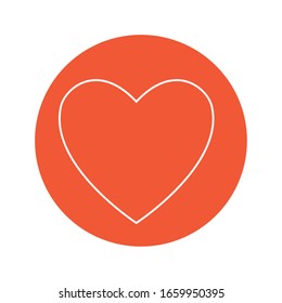 heart icon over red circle and white background, vector illustration