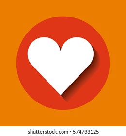 heart icon over red circle and orange background. colorful design. vector illustration