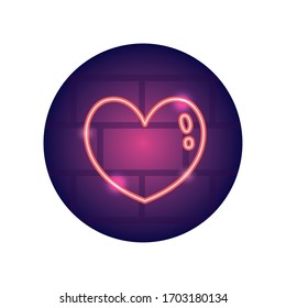 heart icon over white background, neon style, vector illustration
