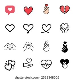 Heart icon pack vector shape