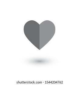 Heart icon. Paper heart logo with shadow for your design