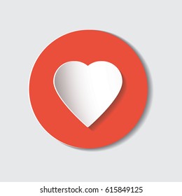 Heart icon in paper style. Paper cut art.