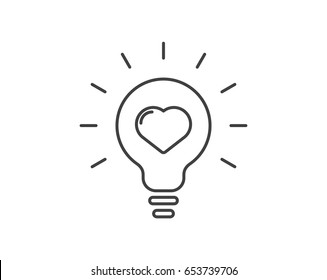 Heart icon, passion symbol. Heart shape in a light bulb. Abstract icon. Icon, heart, passion, bulb, light, lightbulb, inspiration, love, abstract, adore, art