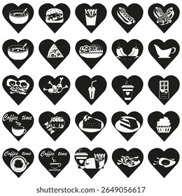 Herzsymbol-Muster. Liebe Symbol Design. Schwarzes Herzfeld. Vektorgrafik.