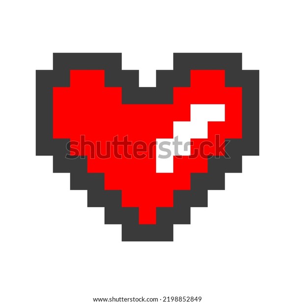 Heart Icon Pixel Art Style Isolated Stock Vector (Royalty Free ...