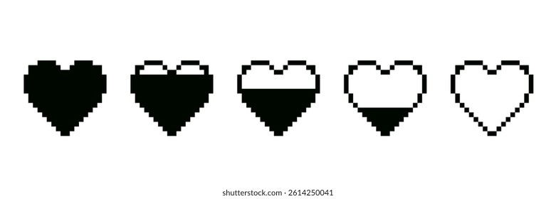 heart icon pixel. life bar pixel