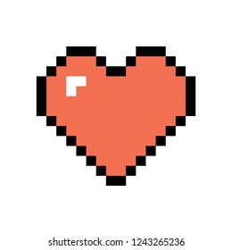 Heart icon in pixel style. Isolated love sign