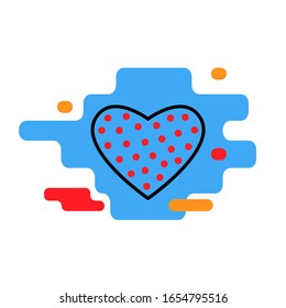Heart  icon with polka dots trendy modern concept of  relationship of people    on a white background.Symbol  feelings, souls,icon love, sign emotion.heart icon decorative
