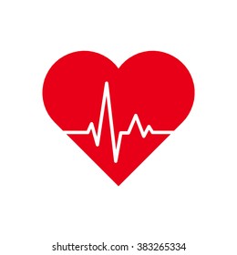 Heart icon with pulse graphic inside. Vector illustration.