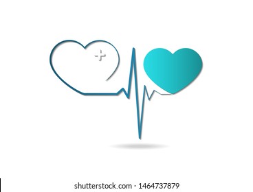 Heart icon with pulse line on white background. Medical icon. Modern simple design. Vector illustration for your design.