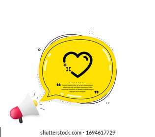 Heart Icon. Quote Speech Bubble. Love Emotion Sign. Valentine Day Symbol. Quotation Marks. Classic Heart Icon. Vector