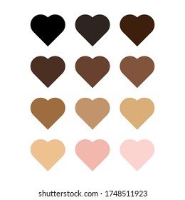 Heart icon with racial colors. Vector Illustration