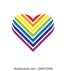 Heart icon in rainbow colors. Vector drawing. Isolated object on a white background. Isolate.