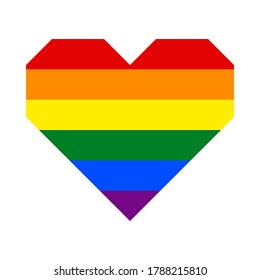heart icon with rainbow flag, isolated on white background