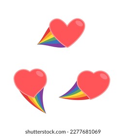 Heart icon with rainbow flag tail. Lgbt support and love design. Lesbian, Gay, Bisexual, Transgender representation symbol.