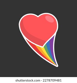 Heart icon with rainbow flag tail. Lgbt support and love design. Lesbian, Gay, Bisexual, Transgender representation symbol.