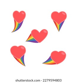 Heart icon with rainbow flag tail. Lgbt support and love design. Lesbian, Gay, Bisexual, Transgender representation symbol.