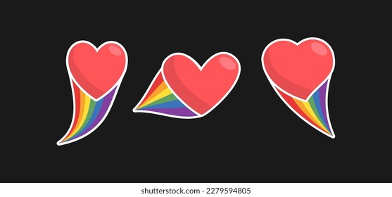 Heart icon with rainbow flag tail. Lgbt support and love design. Lesbian, Gay, Bisexual, Transgender representation symbol.