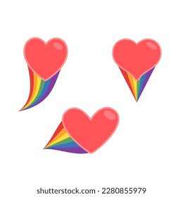 Heart icon with rainbow flag tail. Lgbt support and love design. Lesbian, Gay, Bisexual, Transgender representation symbol.