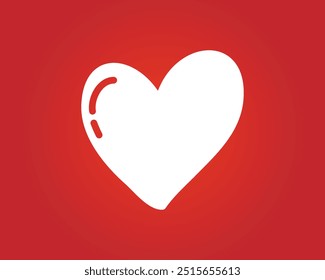 Icono del corazón en fondo rojo. 