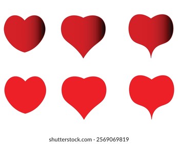 heart icon in red colour. Collection of heart symbol for web and apps. new design hearts vector illustration.