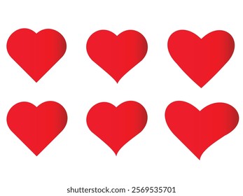 heart icon in red colour. Collection of heart symbol for web and apps. new design hearts vector illustration.