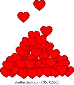 the heart icon, a lot of red hearts, vector