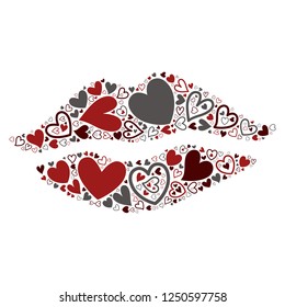 heart icon in red lip shape , vector file for EPS10
