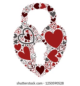 heart icon in the red lock shape , vector file for EPS10