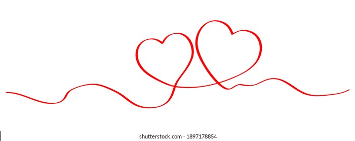 Heart icon. Red heart shape in flat linear design. Love symbol isolated. Vector illustration.
