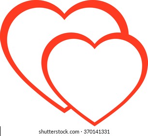 the heart icon, a red heart, two hearts, vector