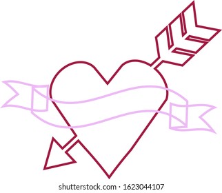 Heart icon with ribbon and arrow stuck