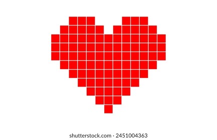 Heart icon, romance love simple symbol. Vector pixel art illustration.