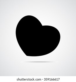 Heart icon. Rounded Black heart with shadow . vector illustration