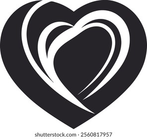 Heart Icon with Rounded Curves Vector Illustration for Design