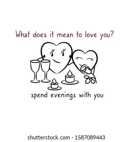 Heart icon for Saint Valentine's Day. Two hearts have a romantic evening together.