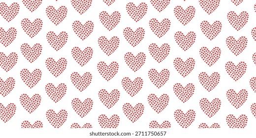 Heart icon, seamless pattern. Heart shapes. Design for Valentine's Day and wedding celebrations. Hand-drawn heart. Repeating vector background, wallpaper decor.
