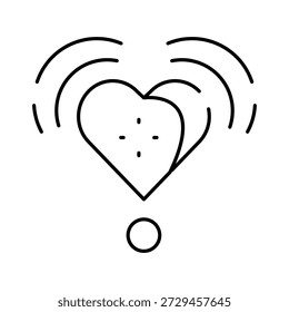 Icono del corazón que envía señales y datos inalámbricos, que simbolizan la conexión amorosa, la comunicación, la empatía y la transmisión de sentimientos en un mundo digital moderno