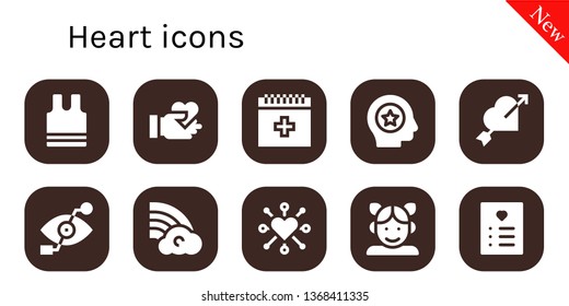 heart icon set. 10 filled heart icons.  Collection Of - Sleeveless, Give love, Blood, Favorite, Heart, Bionic eye, Rainbow, Girl, Wishlist