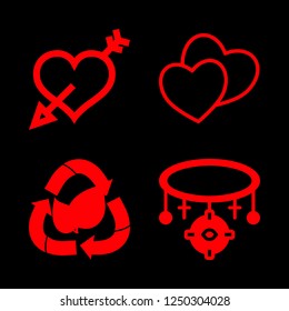 heart icon set about cupid, circulation, hearts and necklace vector set