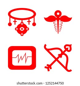 heart icon set about pharmacy icon, cupid, necklace and heartbeat vector set