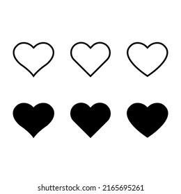 Heart icon set for apps and web sites