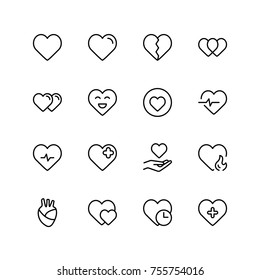 Heart icon set. Collection of high quality black outline logo for web site design and mobile apps. Vector illustration on a white background.