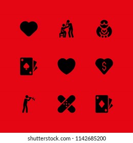 heart icon set. diet, favorite and ace of diamonds vector icon for graphic design and web